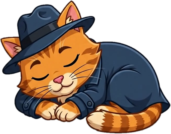 FactCat napping on the case file